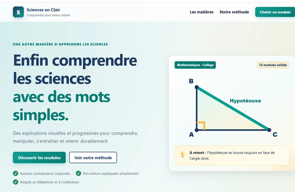 Sciences en Clair, application éducative gratuite